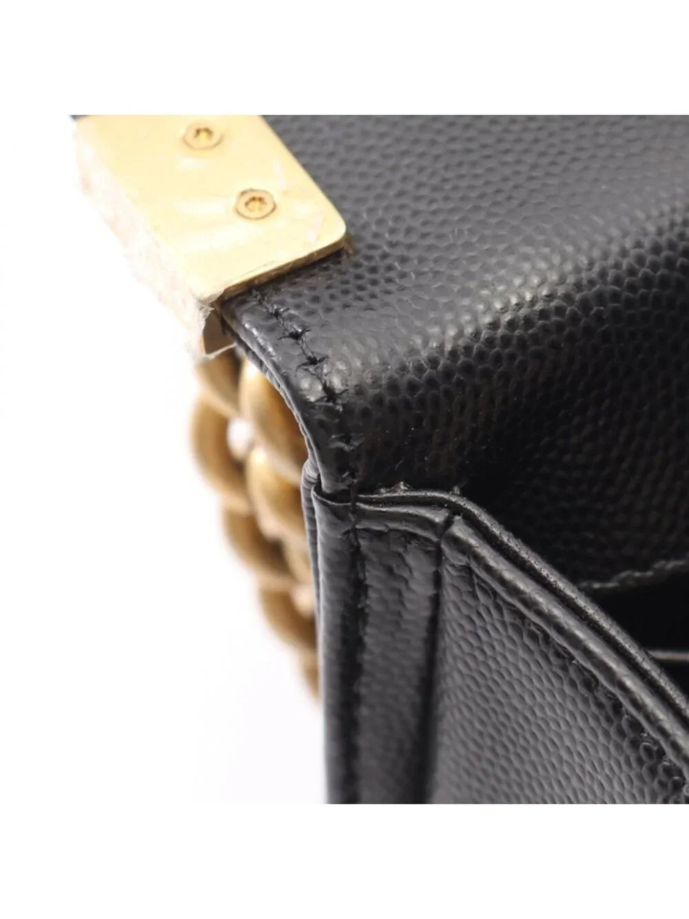 Chanel Shoulder Bag Boy Small Black Caviar Leather Chain